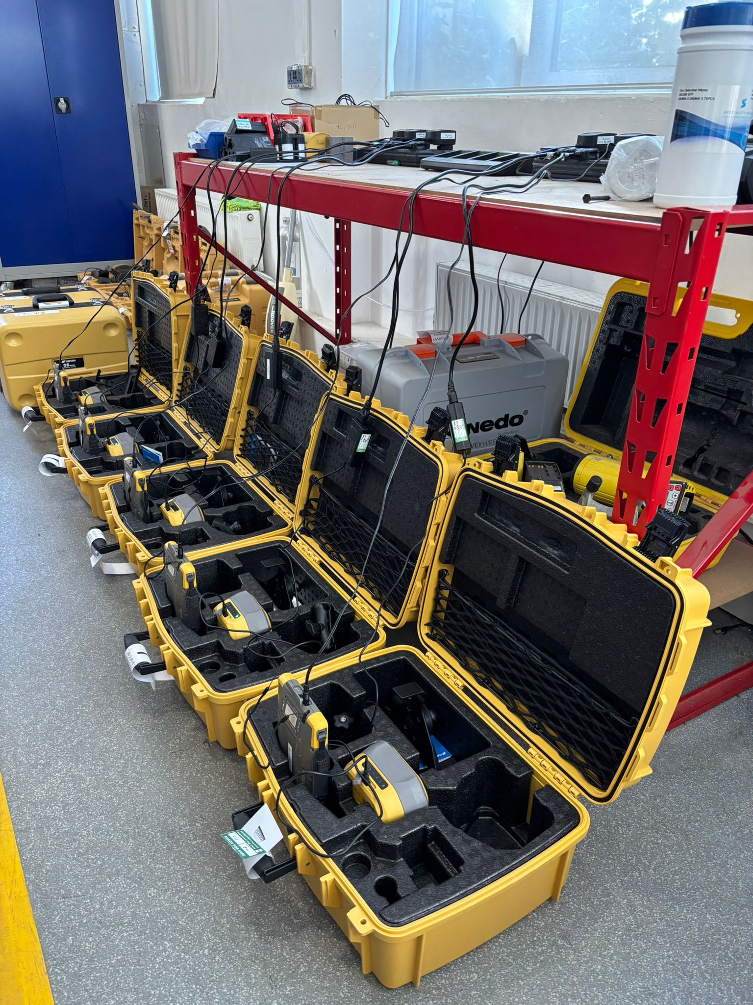 Topcon gnss receivers prepared for hire in JB Survey warehouse
